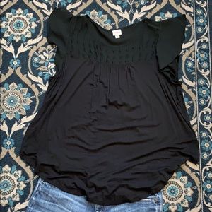 Black Blouse with flutter sleeves